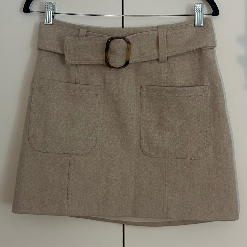 Sézane Belted Wool Skirt
